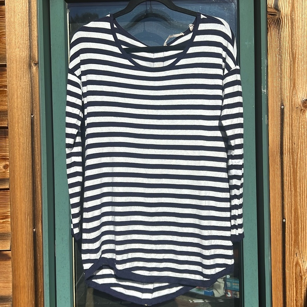 Soft Surroundings Navy & White Striped Medium Sweater